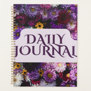 Agenda Diário de Jardim Vibrante Roxo e Dourado