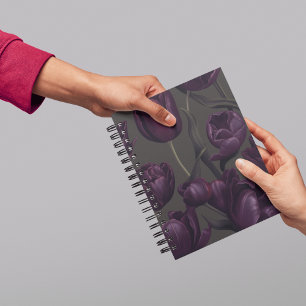 Agenda Diário Floral da Tulipa Roxa Escura - Elegante