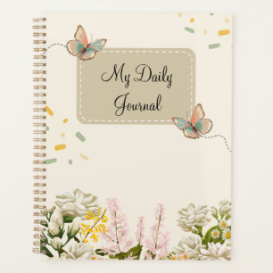 Agenda Diário Floral de Primavera Verde e Creme Lindíssim
