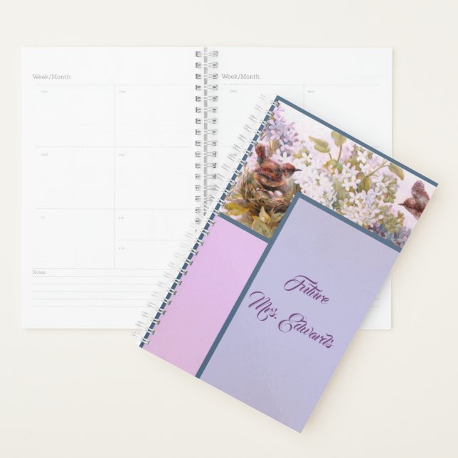 Agenda Diário Floral Rosa e lavanda (Exibição)