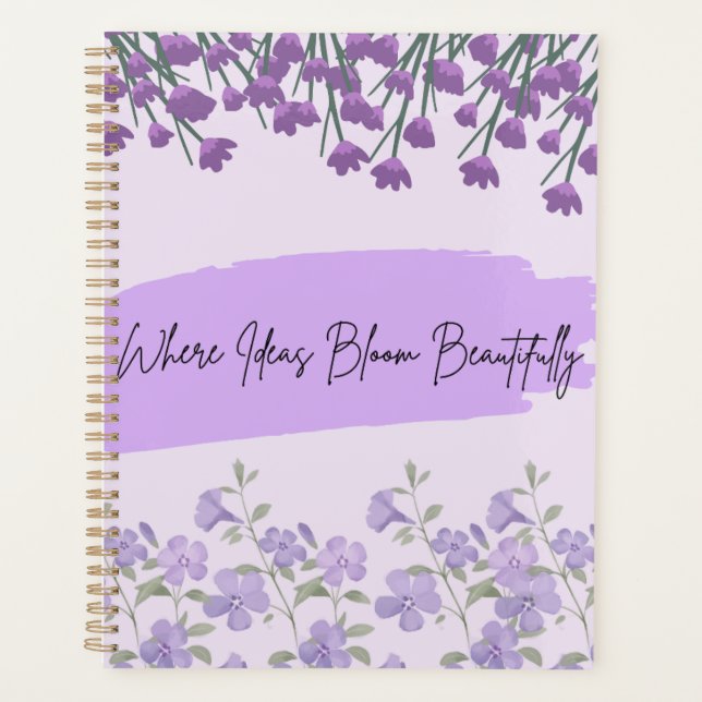 Agenda Diário Floral Roxo (Frente)