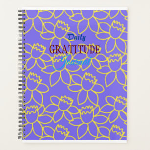 Agenda Diário floral roxo de gratidão com flor de cheio
