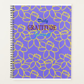 Agenda Diário floral roxo de gratidão com flor de cheio