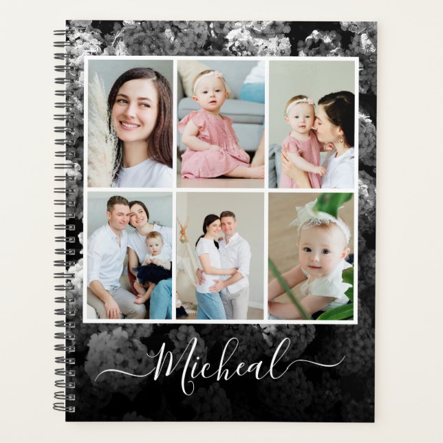 Agenda Diário Mensal Personalizado em Preto e Branco da V (Frente)