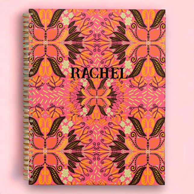Agenda Diário Personalizado do Boho Rosa (Customize this journal planner for any person. Great gift idea.)