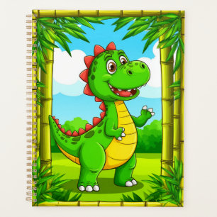 Agenda 🦖 Dinossauro de Desenho Animado Alegre Bambu Estu