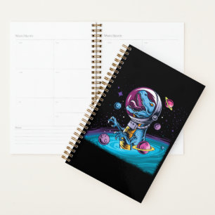 Agenda Dinossauro T-Rex Engraçado no Espaço