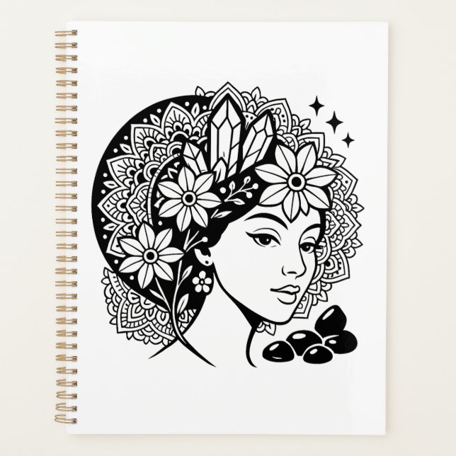 Agenda Divina Feminina Mandala Art Floral Crystal Deusa (Frente)
