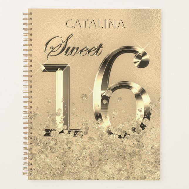 Agenda Doce Dezesseis Folhas Douradas (Frente)