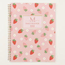 Doce Morangos Rosa e Vermelho Monograma Diário