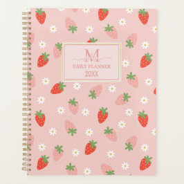 Agenda Doce Morangos Rosa e Vermelho Monograma Diário