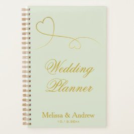 Agenda Dois Corações Dourados Elegantes | Sage Green Wedd