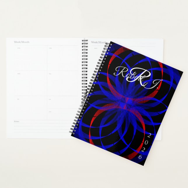 Agenda Double Blueberry Color Geometric Spiral Planner (Exibição)