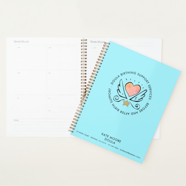 Agenda Doula Mídia "Whimsical Heart & Wings Turquoise" (Exibição)