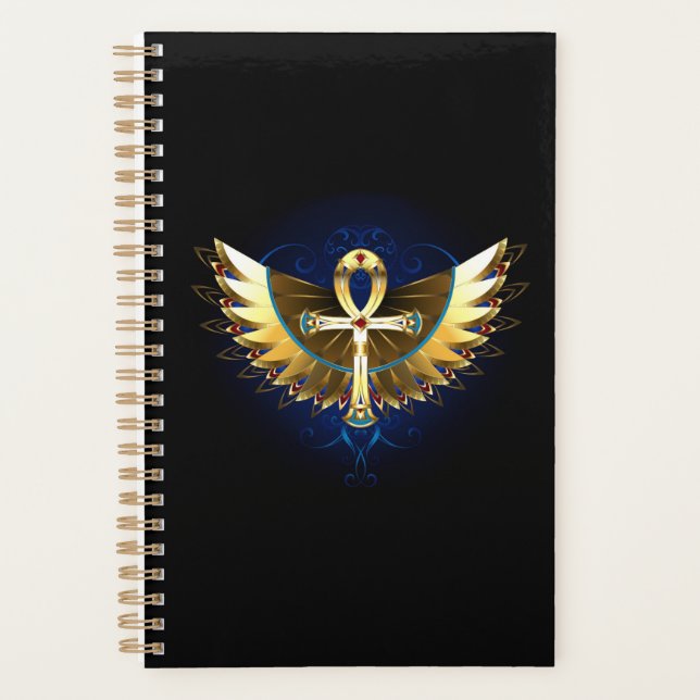 Agenda Dourada Ankh com Asas (Frente)