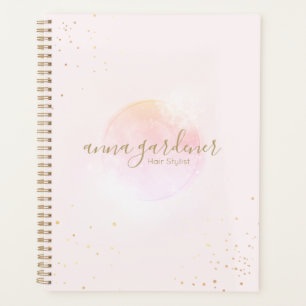 Agenda Dourada artística, cor-de-água rosa, Beleza Salôni