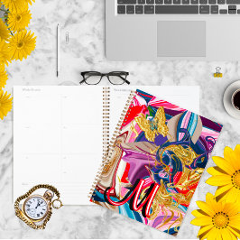 Agenda Dourada Borboleta Vermelha Monograma Monograma Líq