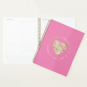 Agenda Dourada cor-de-rosa, bondade de paz, coração, in