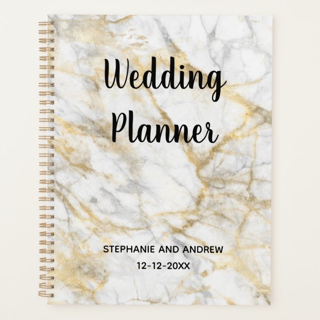 Agenda Dourada Marble Trendy Personalizou Planner de Casa (Frente)