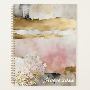 Agenda Dourada rosa Wabi Sabi