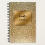 Agenda Dourado brilhante de luxo moderno personalizado<br><div class="desc">Binder personalizado com design de gradiente dourado moderno.
Dourado planador de ouro químico de luxo de luxo.
Você pode mudar o texto facilmente.</div>
