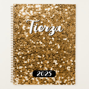 Agenda Dourado brilho personalizado 2025
