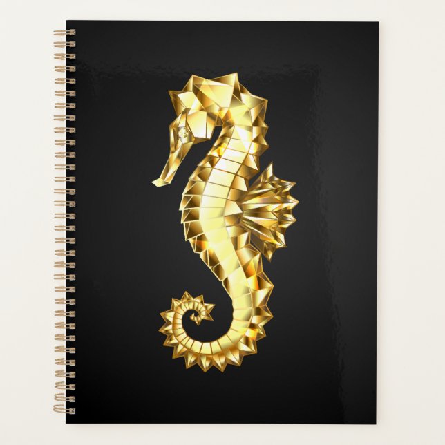 Agenda Dourado Cavalo de Mar Poligonal (Frente)