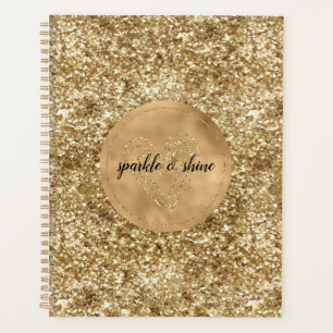 Agenda Dourado Confetti Glitter Heart