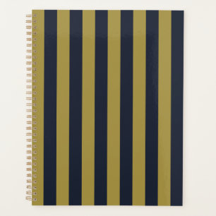 Agenda Dourado Elegante e Marinho - faixas verticais azui