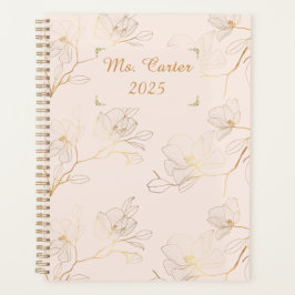 Agenda Dourado Elegante Personalizado Semanal/Mensal