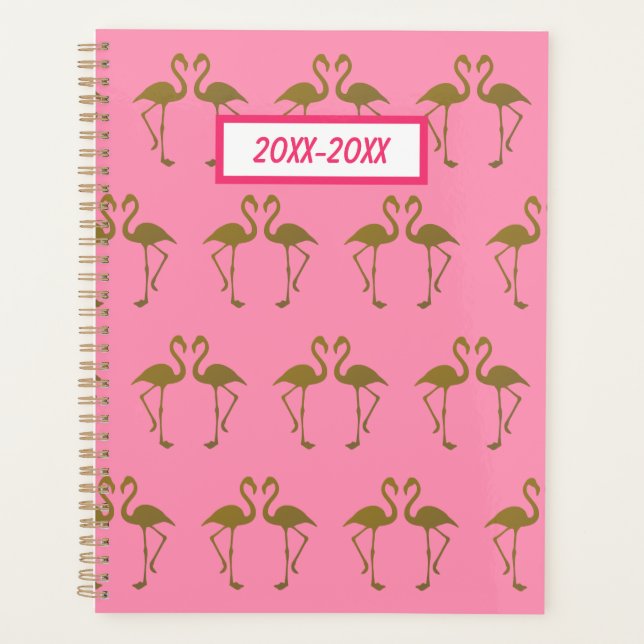 Agenda Dourado Flamingo Planner (Frente)
