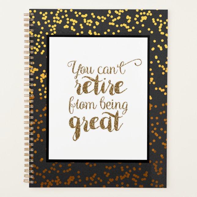 Agenda Dourado negro, você não pode se aposentar de ser E (Frente)