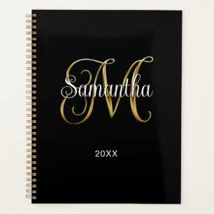 Agenda Dourado Preto Metálico Curls Assinatura M Monogram