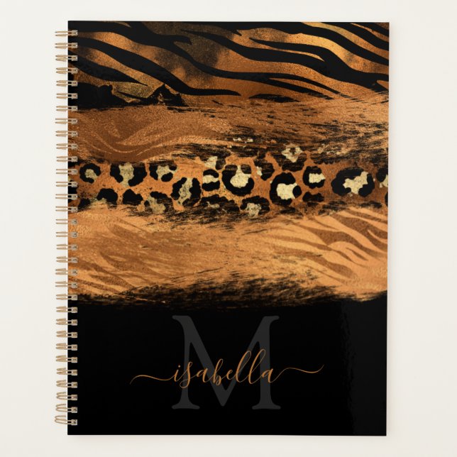 Agenda Dourado Preto Monogramado Script Cobre (Frente)
