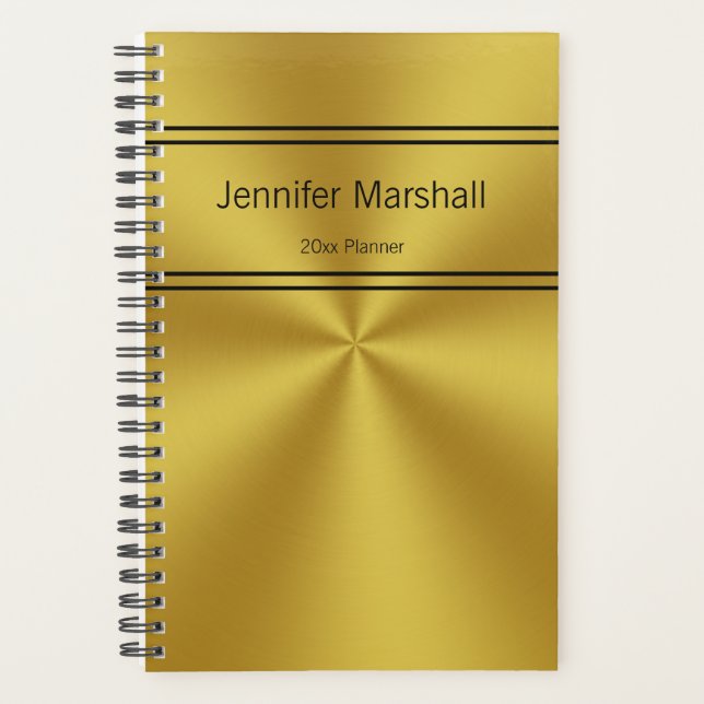 Agenda Dourado profissional e preto Seu nome Modelo (Frente)