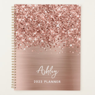 Agenda Dourado Rosa Espelhado Glam Personalizado 2023