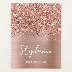 Agenda Dourado Rosa Espelhado Personalizado 2024