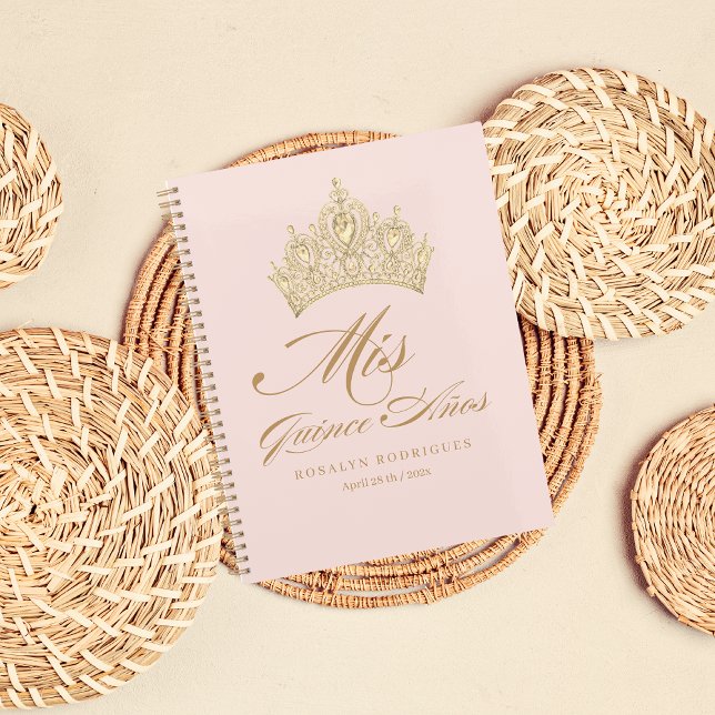 Agenda Dourado Rosa Mis Quince Anos (Criador carregado)