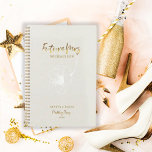 Agenda Dourado Script Future Sra. Beige Wedding Planner<br><div class="desc">O design romântico apresenta uma flor floral macia em branco, "Future Mrs", e as palavras "Wedding Plan" numa escrita de tipografia de ouro contra um fundo texturizado bege. Personalize facilmente seus nomes e data de escolha. A ideia perfeita de presente para a futura noiva organizar todas as suas necessidades de...</div>