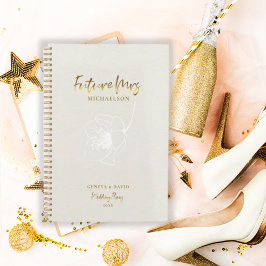 Agenda Dourado Script Future Sra. Beige Wedding Planner