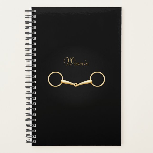 Agenda Dourado Snaffle Bit Personalizado 5,5"x8" Equestre (Frente)