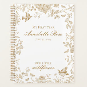 Agenda Dourado Toile De Jouy Vintage Floral Meu Primeiro