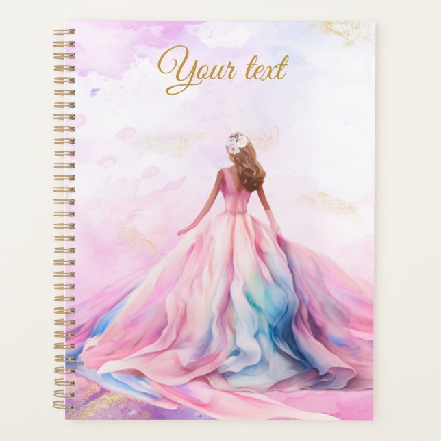 Agenda Doze Anos Rosa e Dourado (Frente)