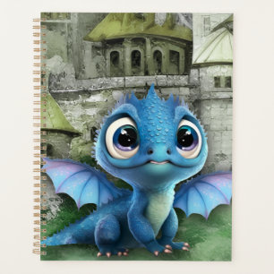 Agenda Dragão Azul Bebê E Castelo Medieval Fantasia