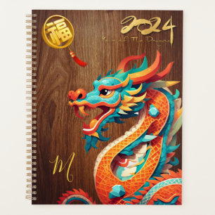 Agenda Dragão de Ano Novo chinês 2024 Monograma LP