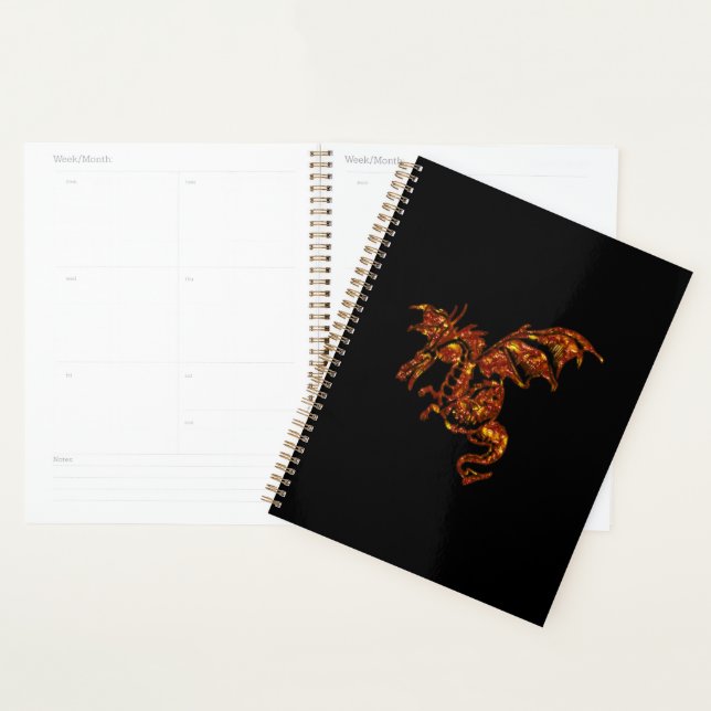 Agenda Dragão Flaming em Preto (Exibição)