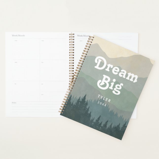 Agenda Dream Big Blue Boho Mounties Retro Planner (Exibição)