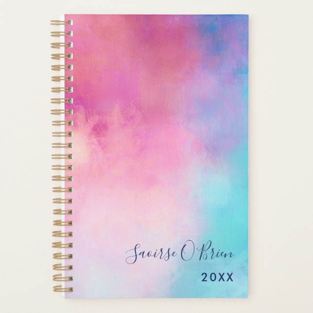 Agenda Dreamy Pastel Abstrato adicione seu nome (Frente)
