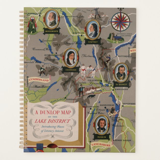 Agenda Dunlop Map of Lake District, Inglaterra (Frente)