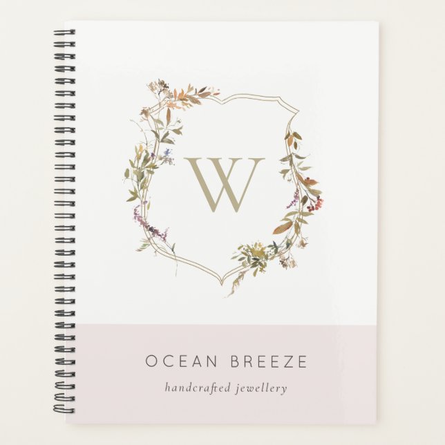 Agenda Dusky Blush Pink Crest Monograma (Frente)